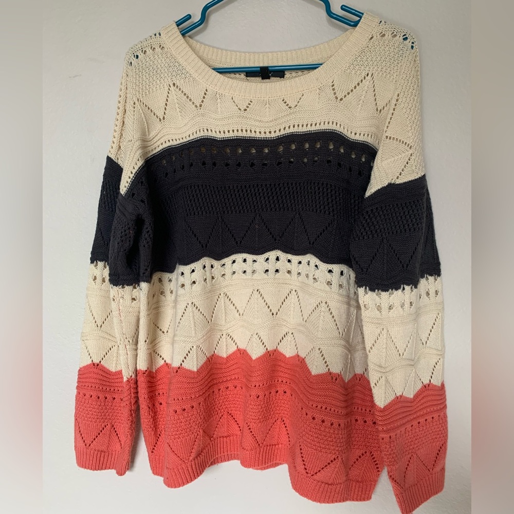 Oversized knit sweater, block colors